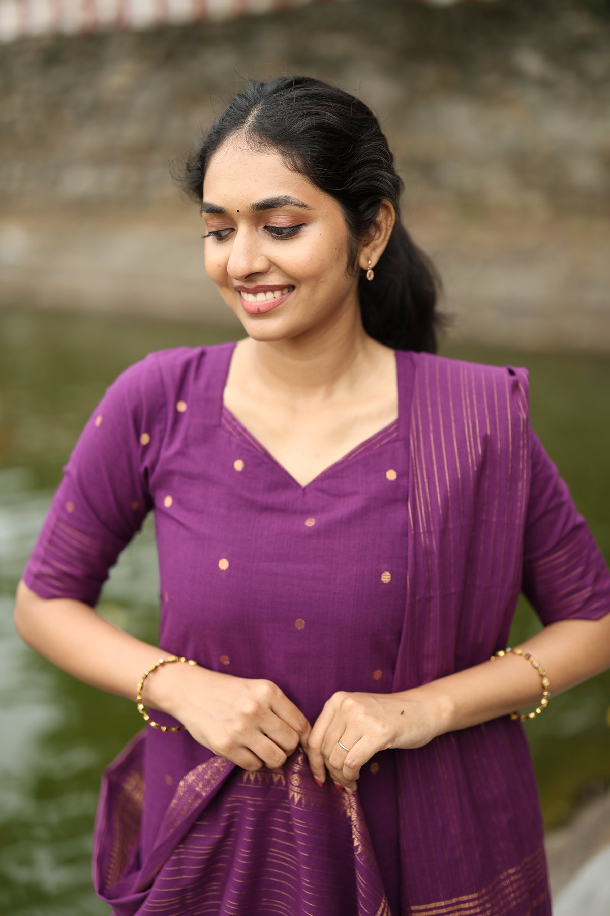 Prathiksha(Violet)-Southcotton polka set