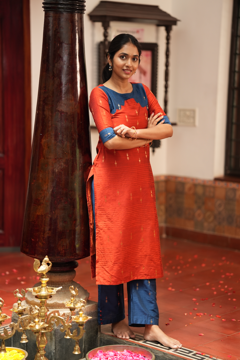 Yashodha-ORANGE AND NAVY