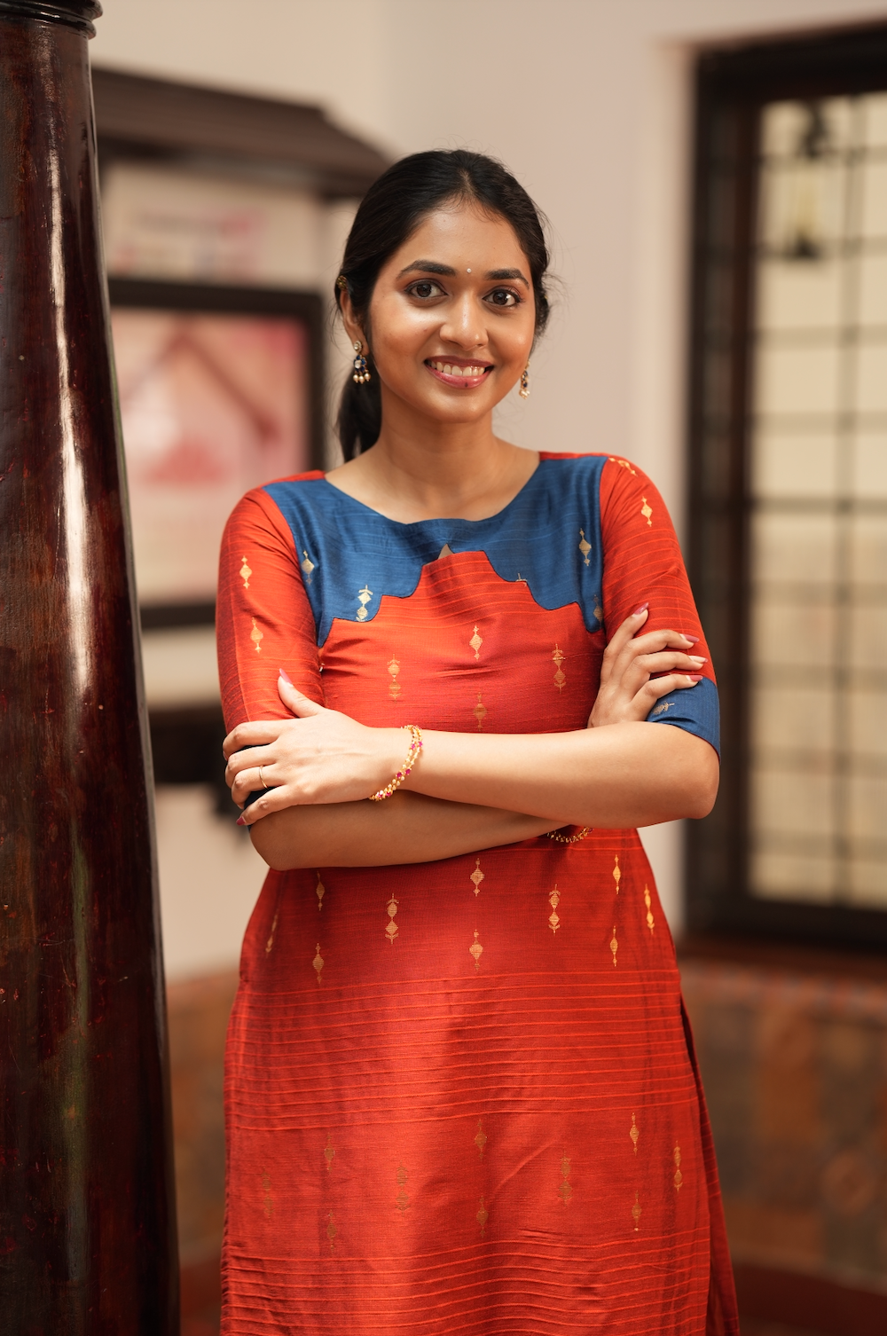 Yashodha-ORANGE AND NAVY