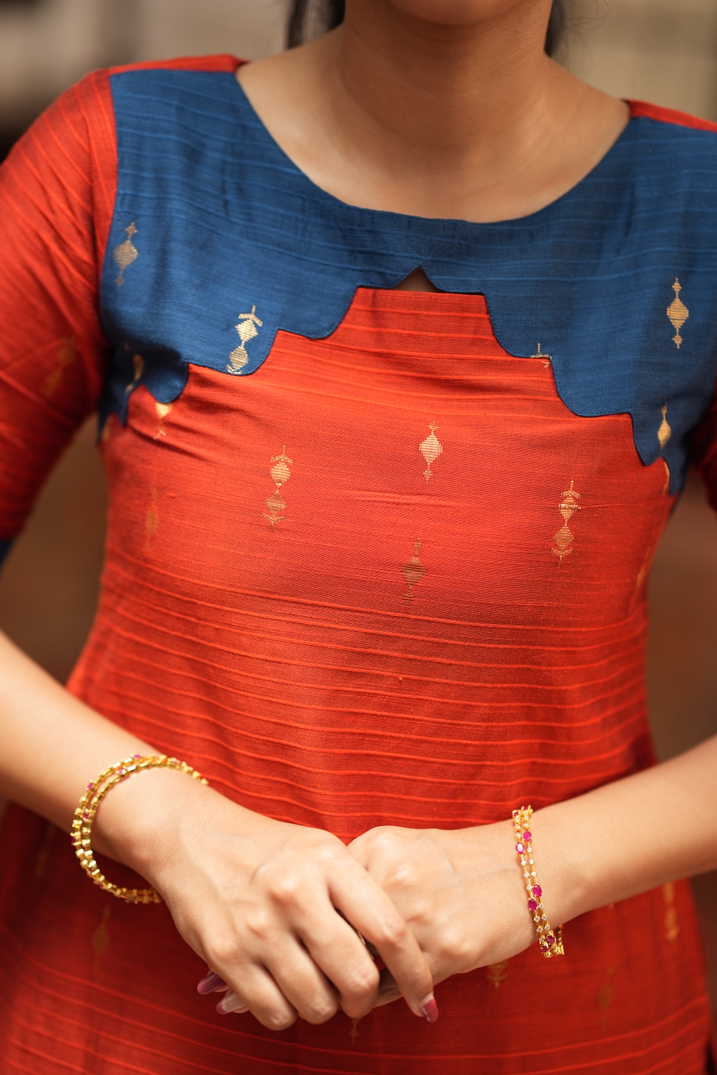 Yashodha-ORANGE AND NAVY