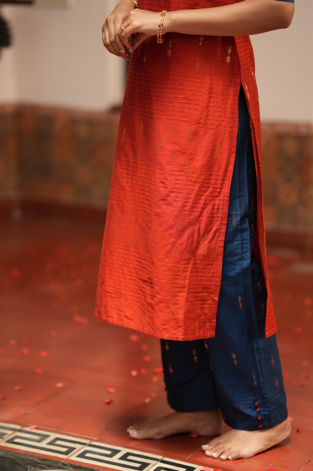 Yashodha-ORANGE AND NAVY