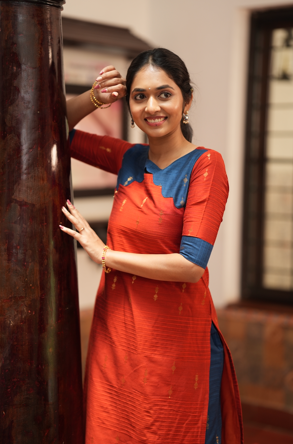 Yashodha-ORANGE AND NAVY