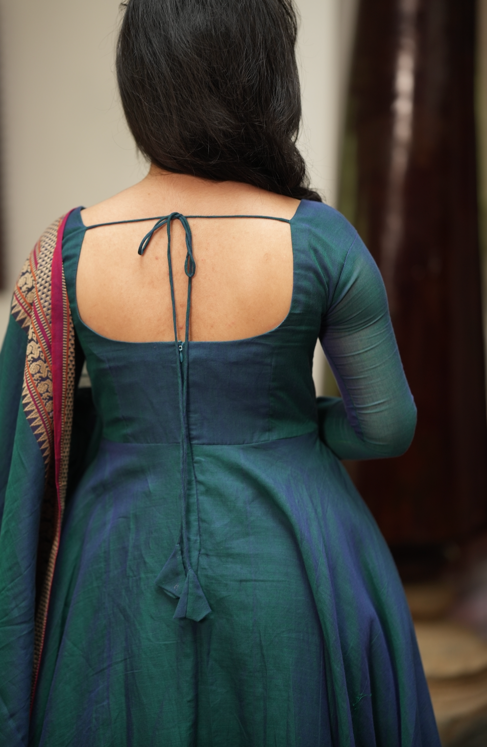 Radha – Teal Narayanpet Handloom Anarkali Suit