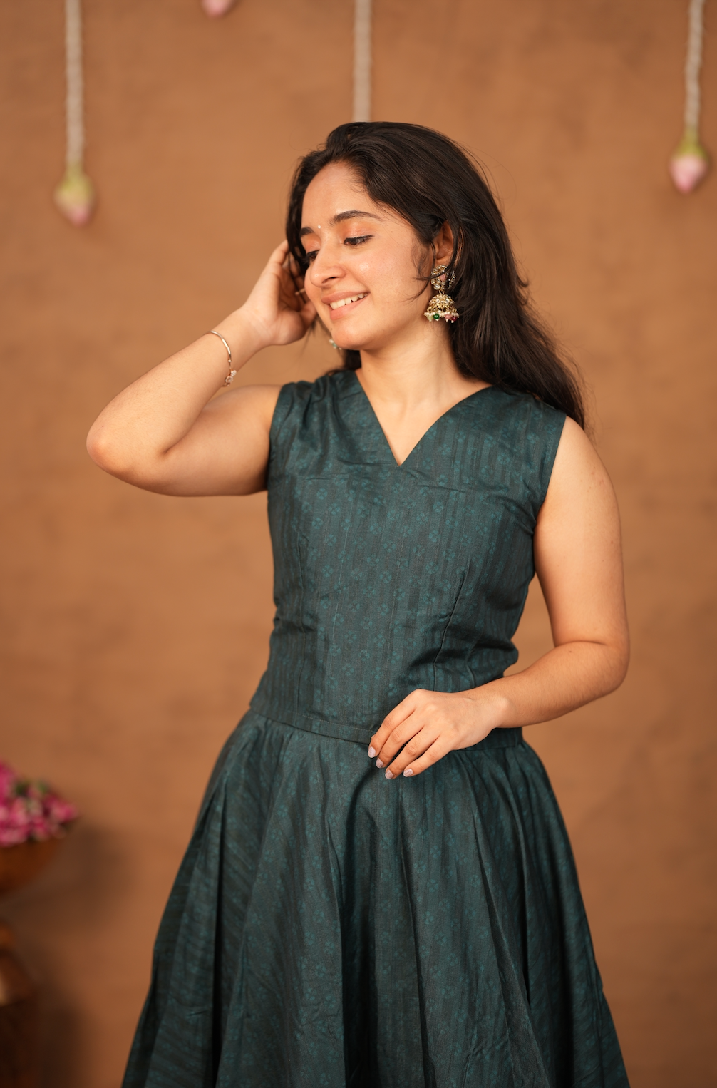 Tarangini II – Sleeveless Semi Tussar Silk Top & Skirt Set