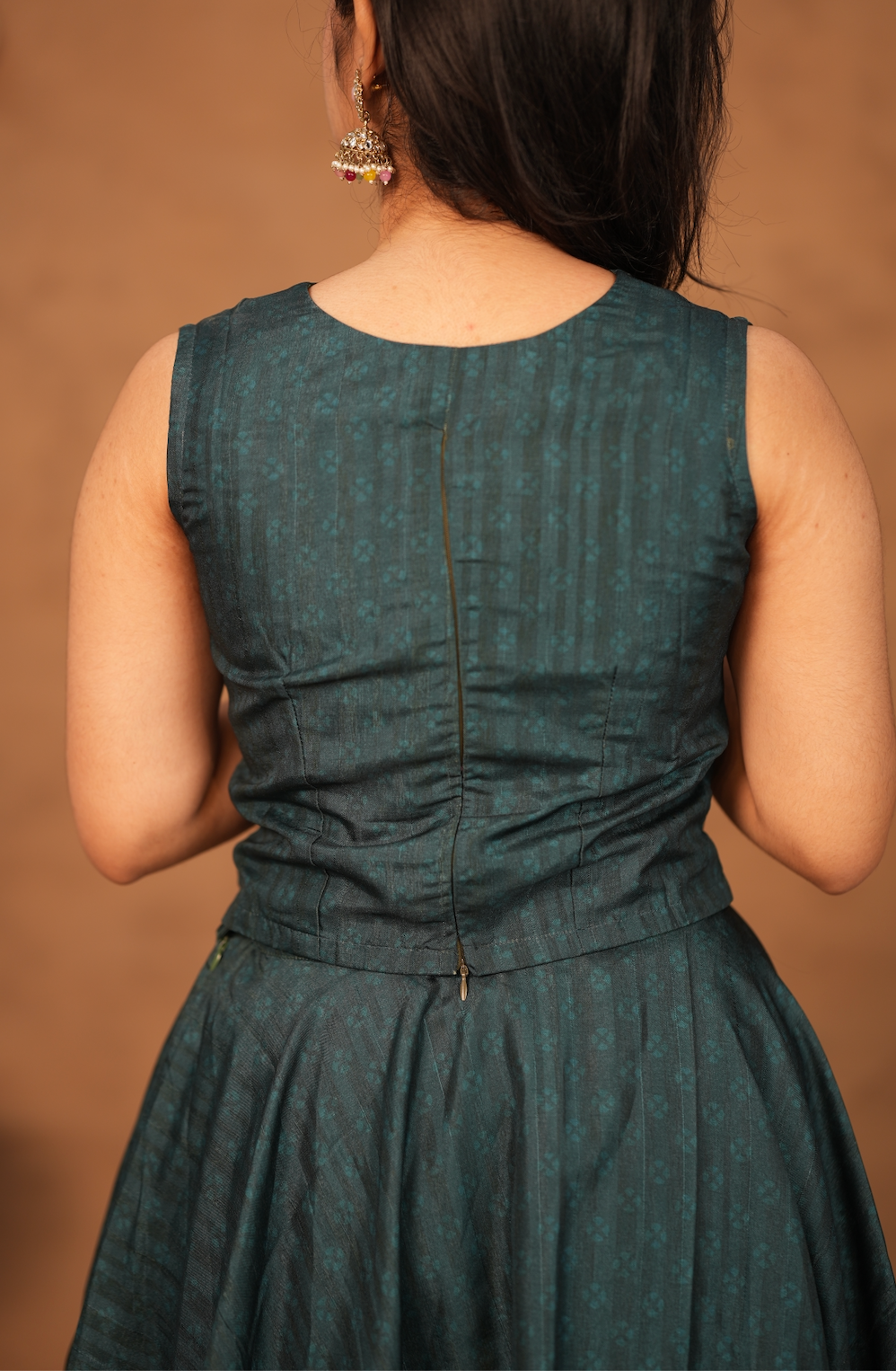 Tarangini II – Sleeveless Semi Tussar Silk Top & Skirt Set