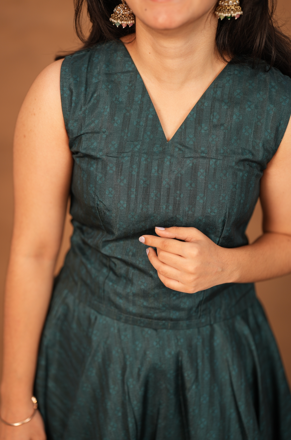 Tarangini II – Sleeveless Semi Tussar Silk Top & Skirt Set
