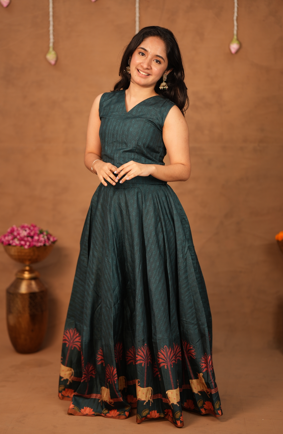 Tarangini II – Sleeveless Semi Tussar Silk Top & Skirt Set