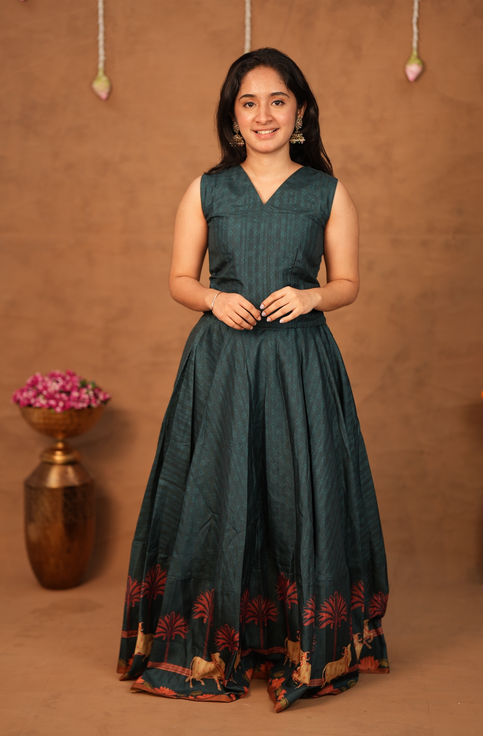 Tarangini II – Sleeveless Semi Tussar Silk Top & Skirt Set
