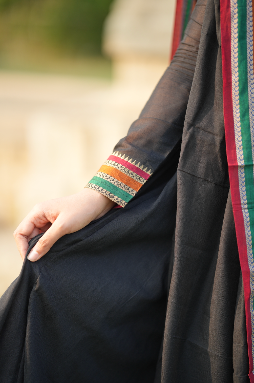 Myna – Black Narayanpet Handloom Anarkali Suit