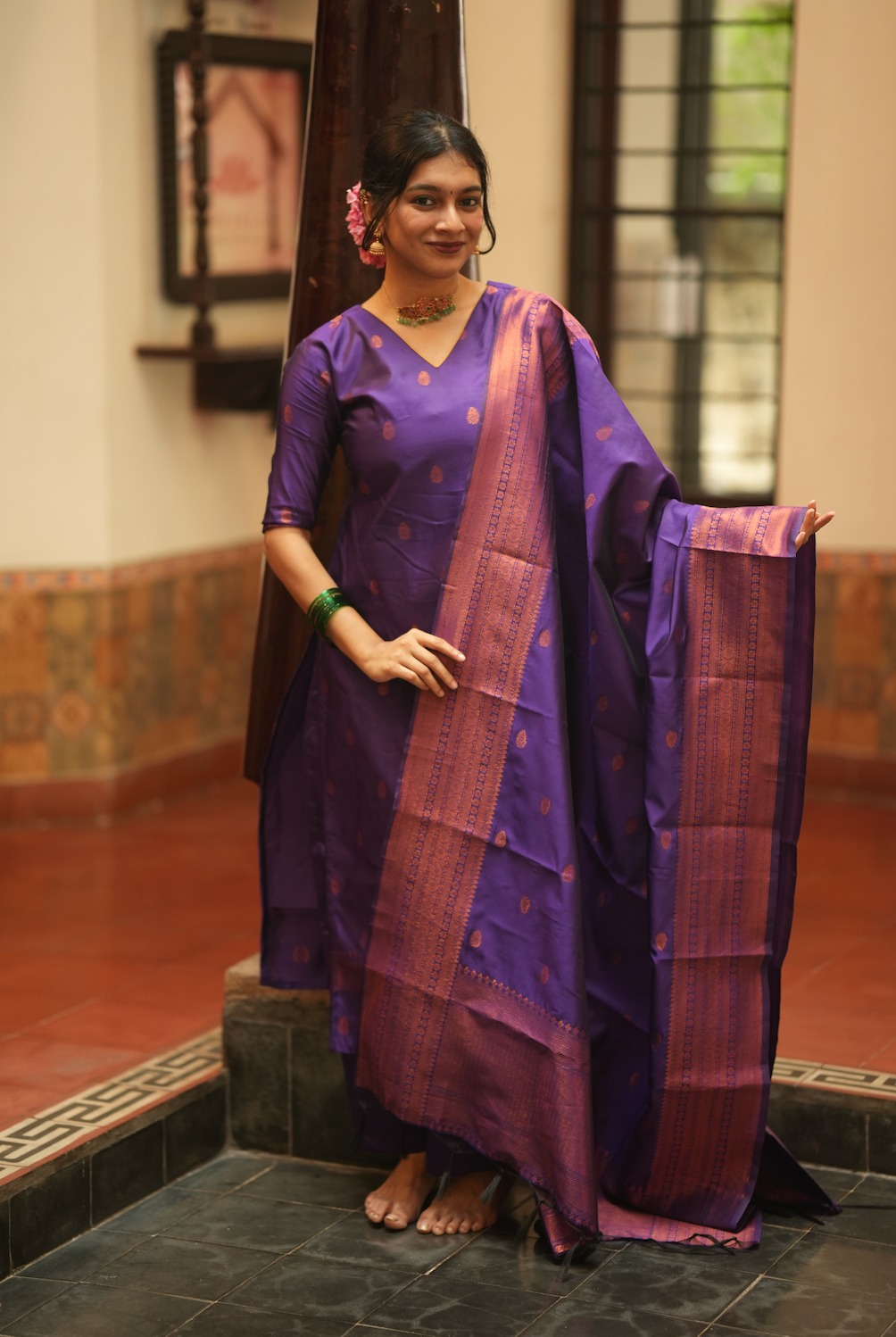 VEENA-Silk monotone set