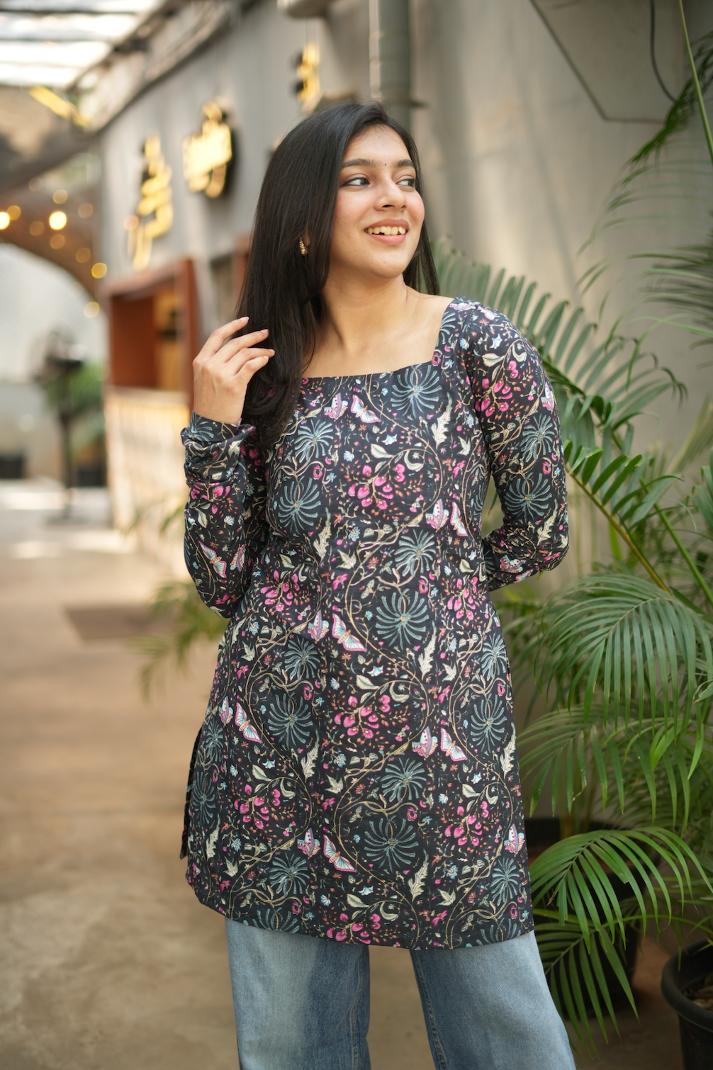 Megha-short Kurti I(black)