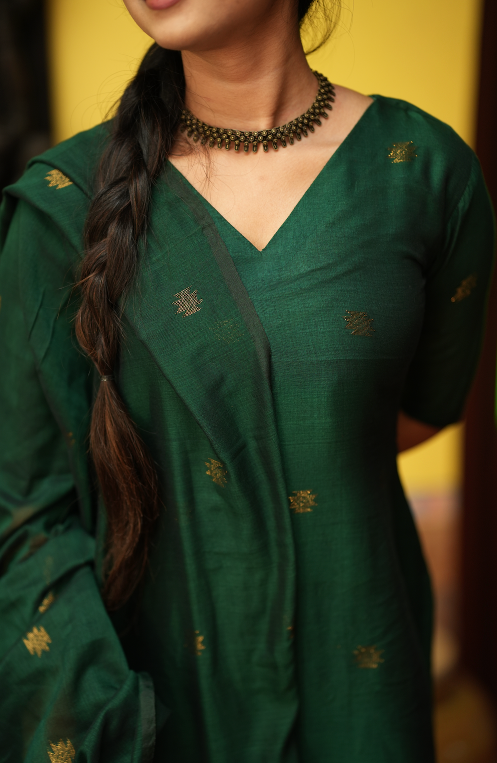 Mandakini(green)-Jamdani linen suit