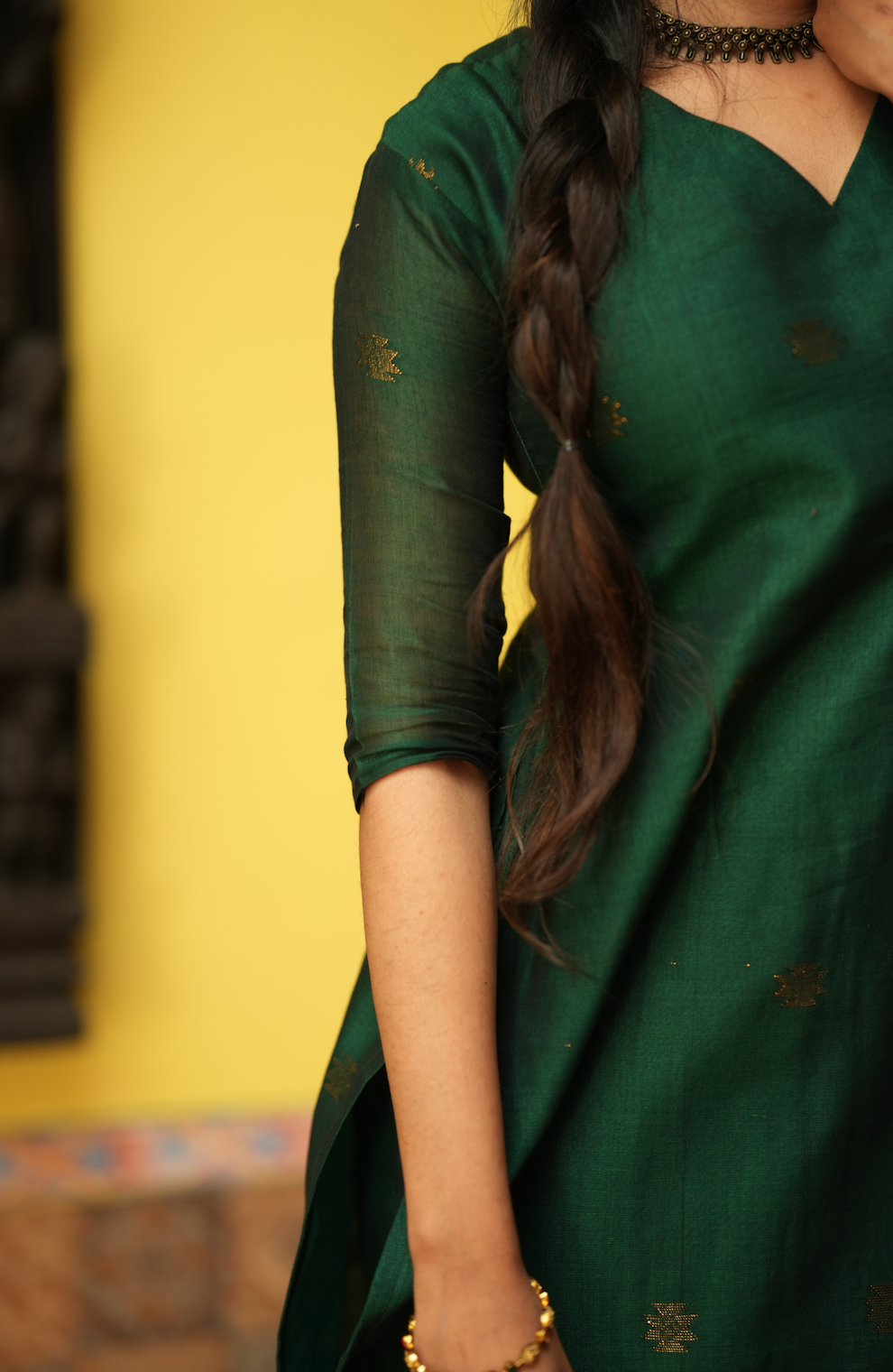 Mandakini(green)-Jamdani linen suit