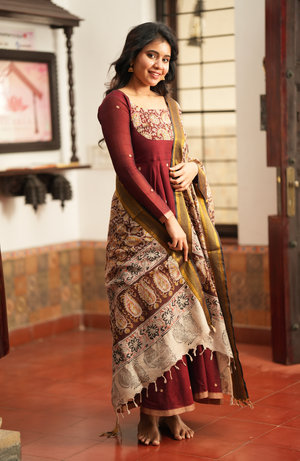 Full sleeve Kalamkari Anarkali set for women