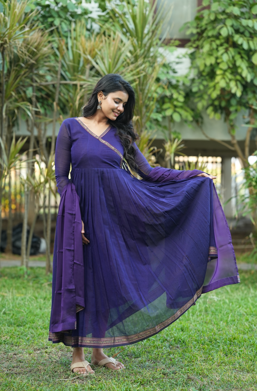 Bindhu – Violet Narayanpet Handloom Anarkali Suit