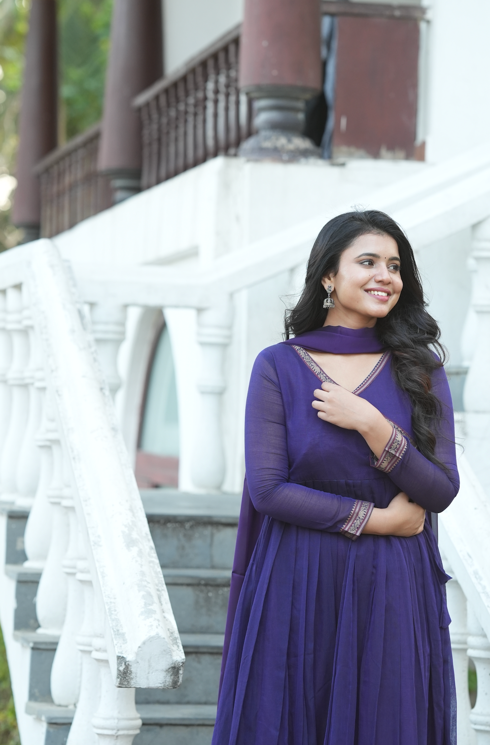 Bindhu – Violet Narayanpet Handloom Anarkali Suit