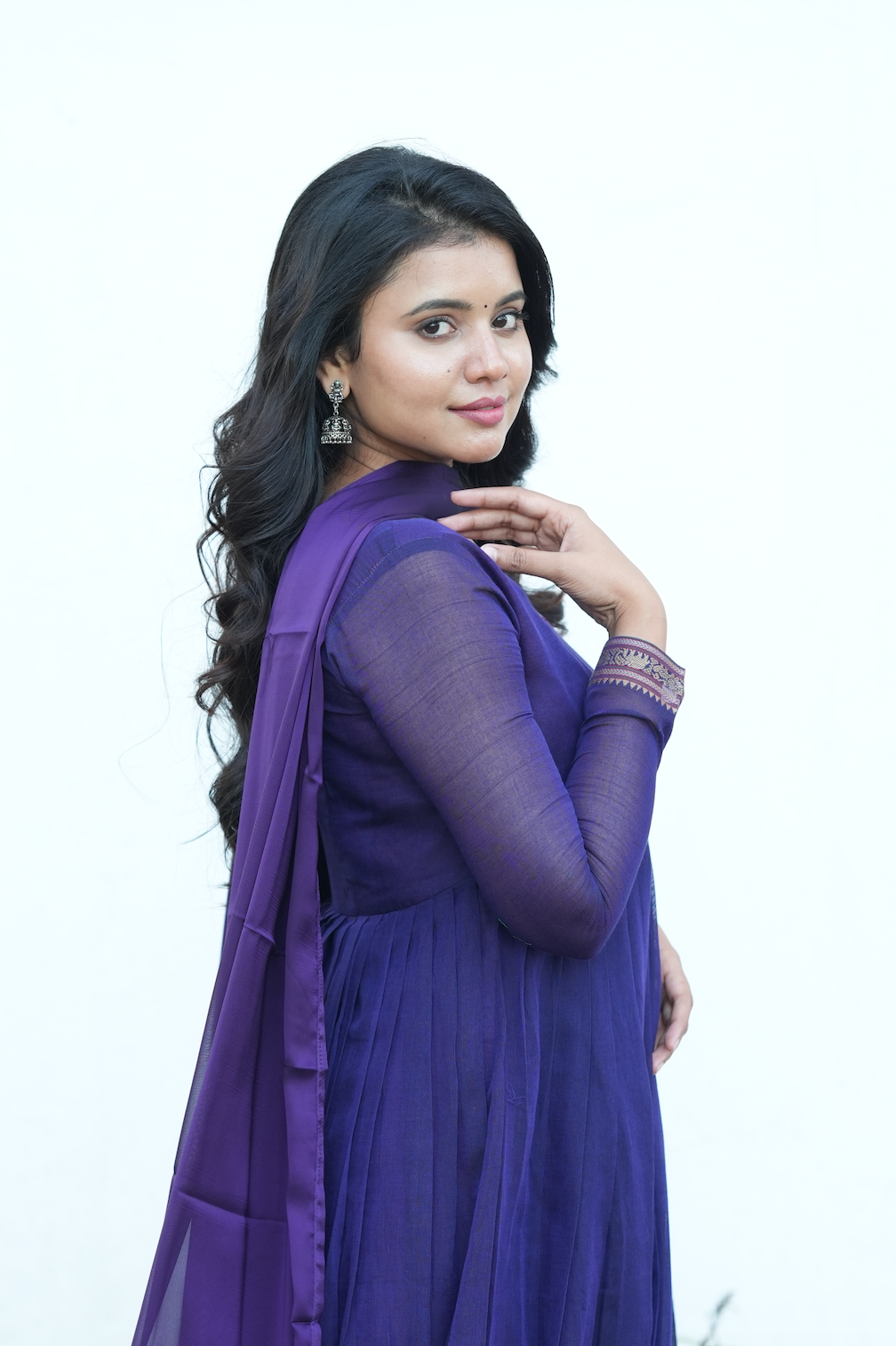 Bindhu – Violet Narayanpet Handloom Anarkali Suit