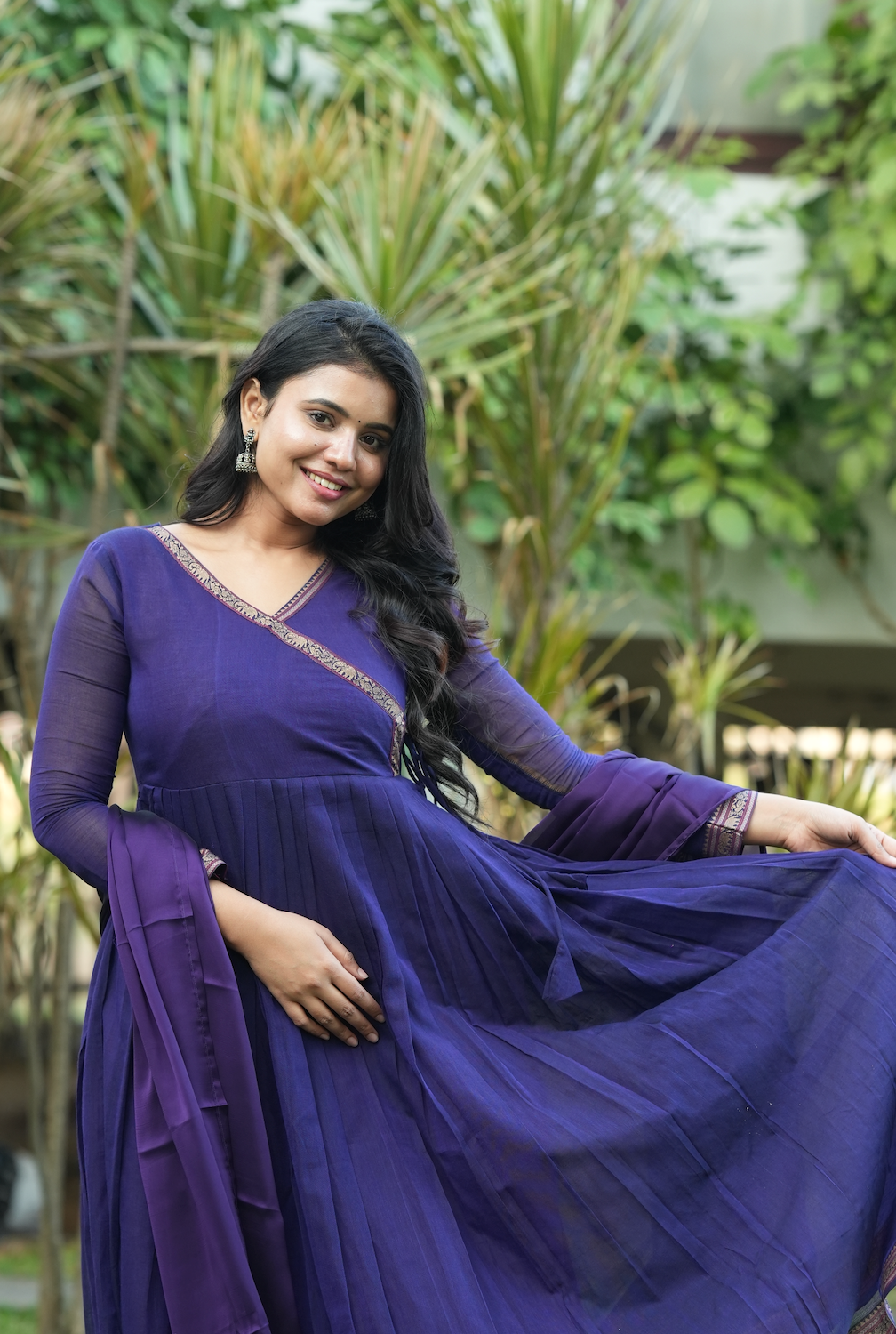 Bindhu – Violet Narayanpet Handloom Anarkali Suit