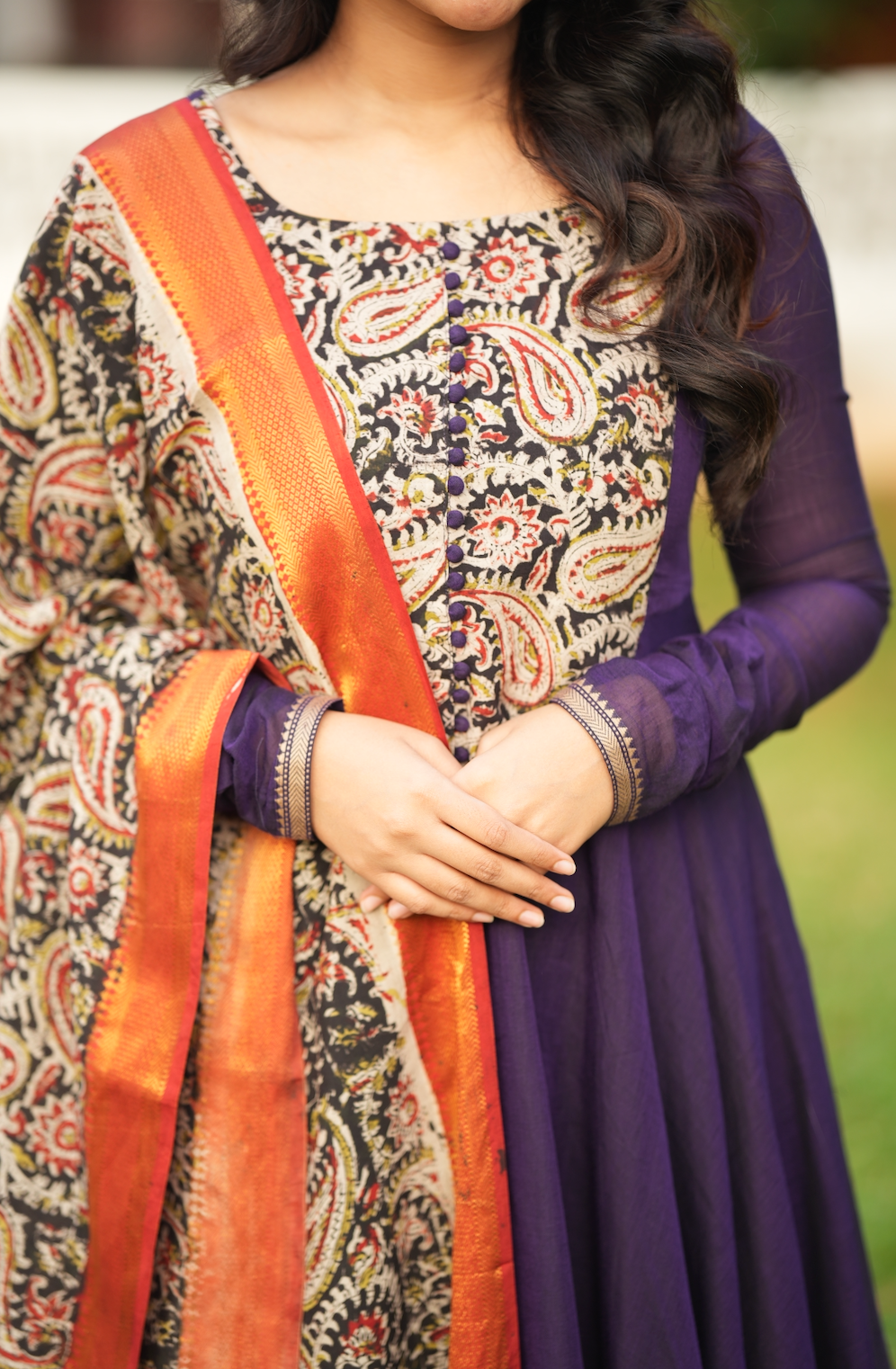 Tharika – Violet Narayanpet Kalamkari Anarkali Suit