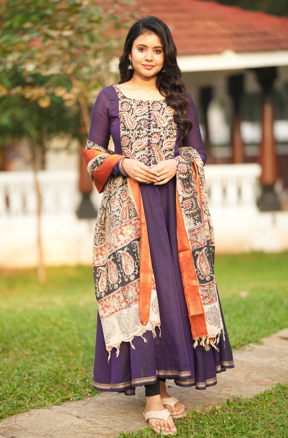 Tharika – Violet Narayanpet Kalamkari Anarkali Suit