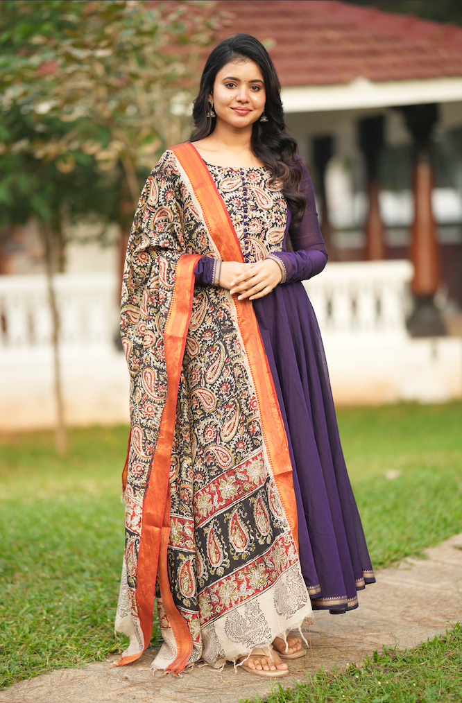 Tharika – Violet Narayanpet Kalamkari Anarkali Suit