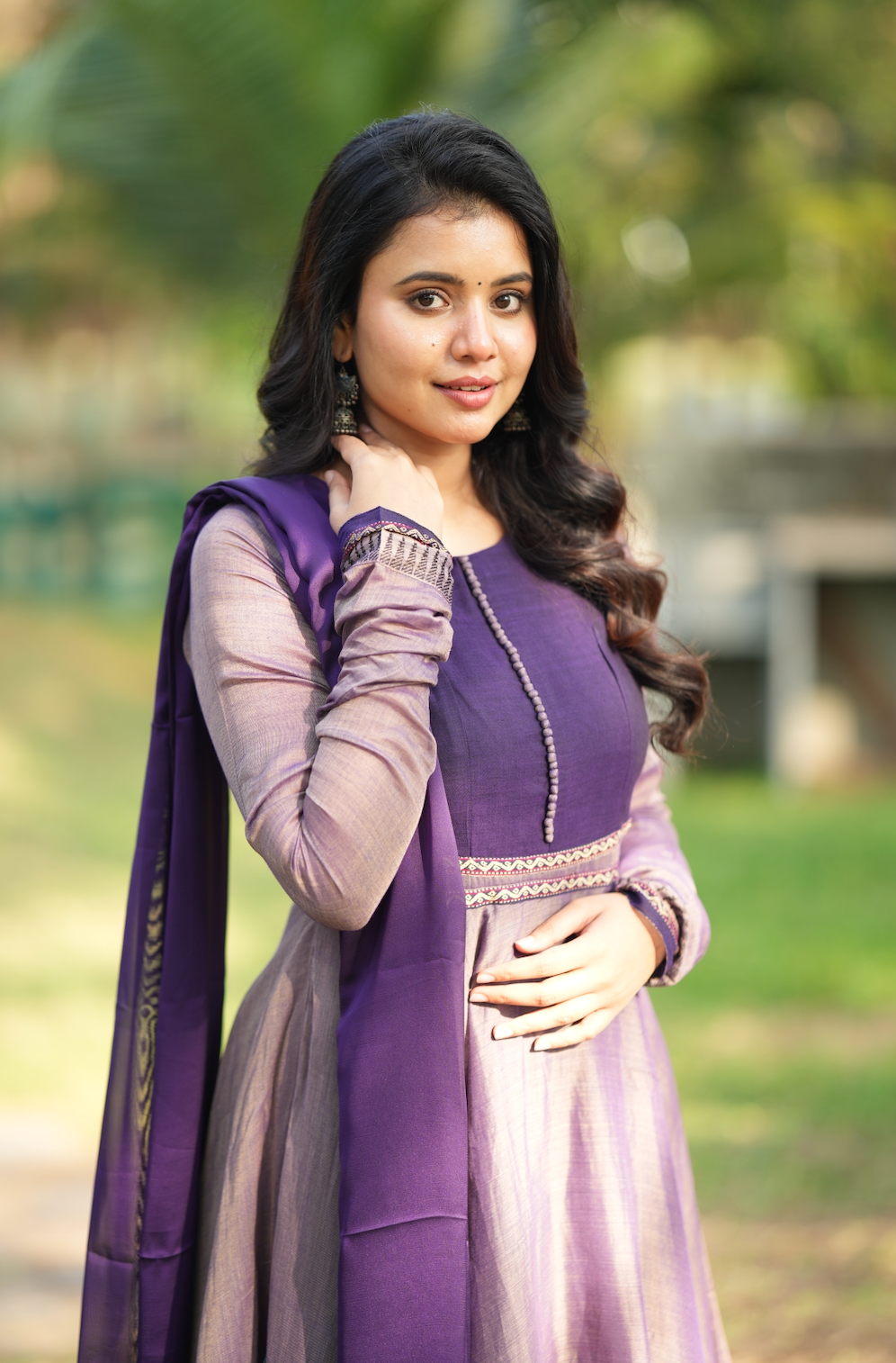 Akila – Lilac Narayanpet Handloom Anarkali Suit