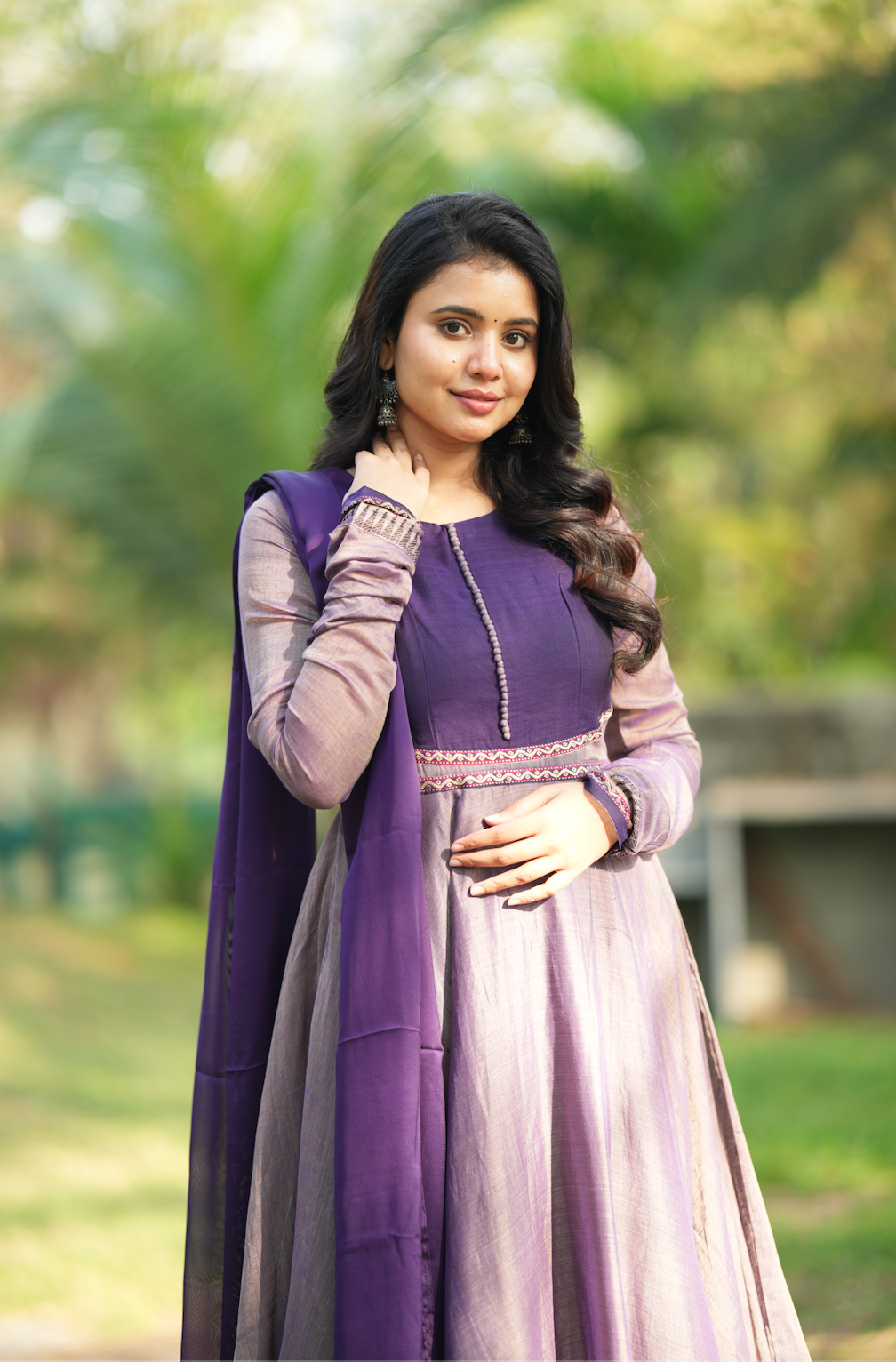 Akila – Lilac Narayanpet Handloom Anarkali Suit