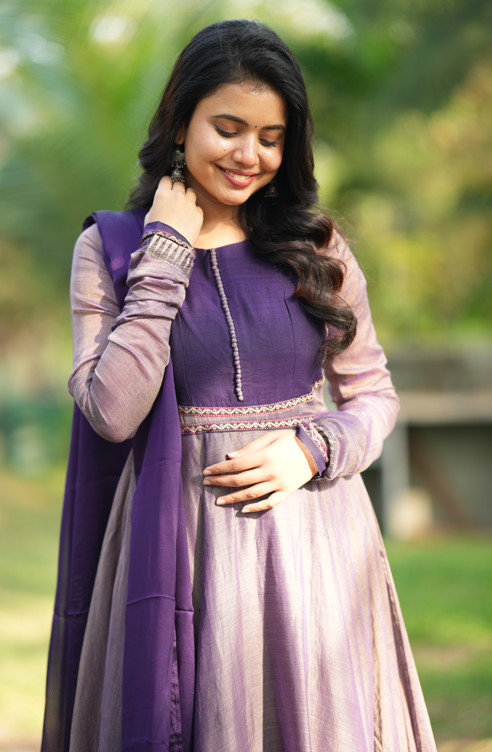 Akila – Lilac Narayanpet Handloom Anarkali Suit