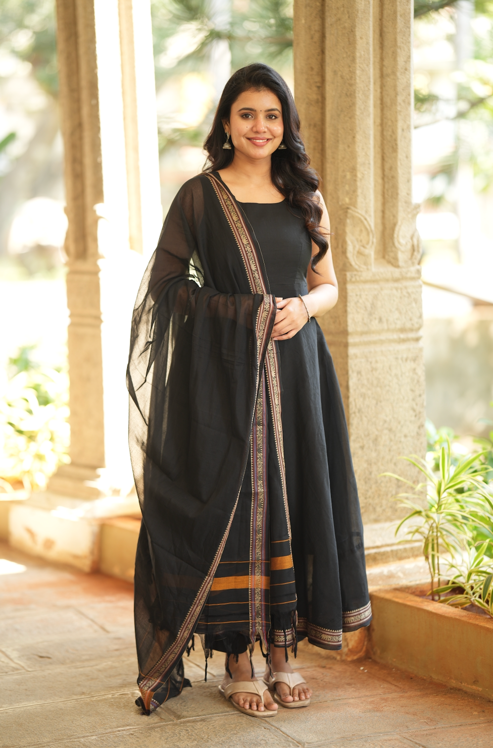 Bindhu – Black Narayanpet Handloom Anarkali Suit