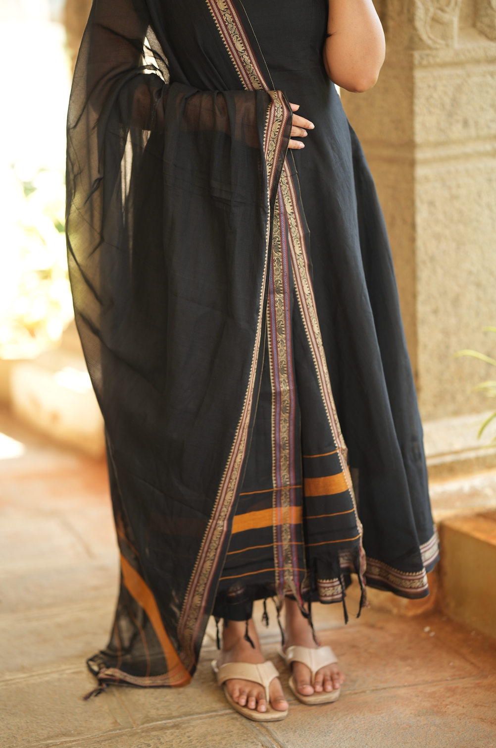 Bindhu – Black Narayanpet Handloom Anarkali Suit