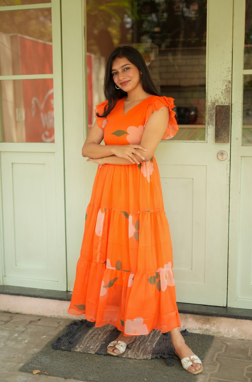 AYANA -Summer'26 (Orange Floral dress) VC734