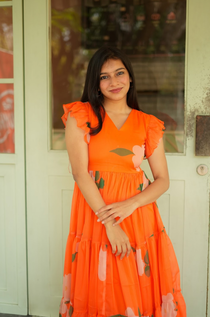 AYANA -Summer'26 (Orange Floral dress) VC734 AYANA -Summer'26 (Orange Floral dress) VC734