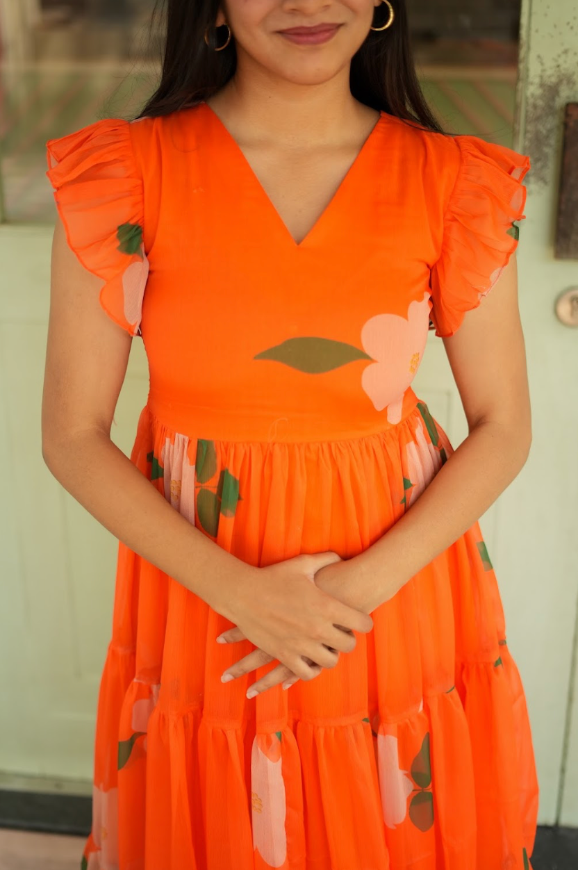 AYANA -Summer'26 (Orange Floral dress) VC734