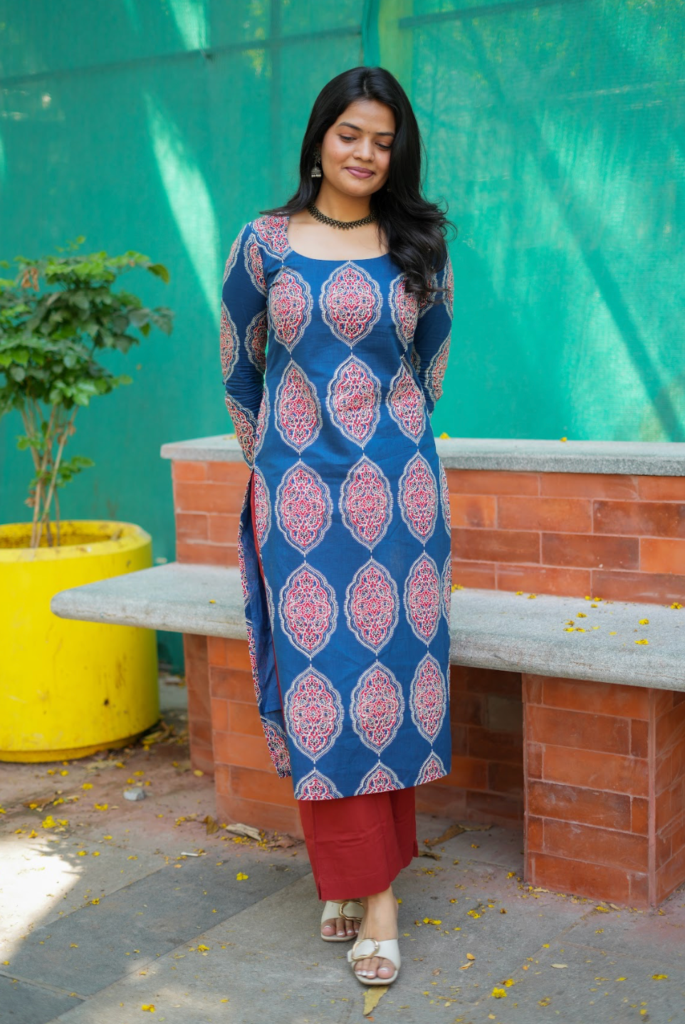 Masakali – Indigo Cotton Block Print Straight Kurta Set