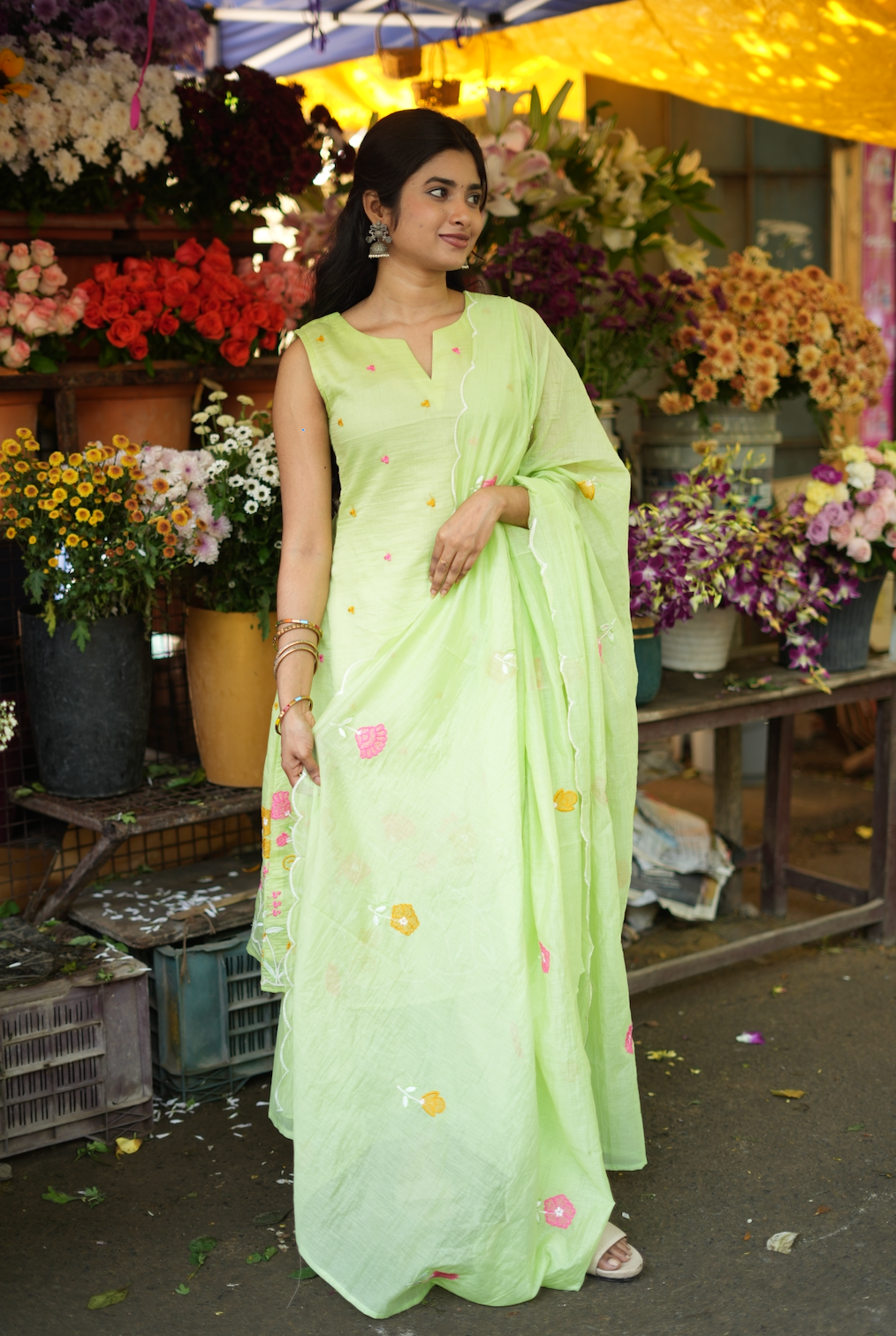 ANVI -  Floral embroidered salwar -(VC789)