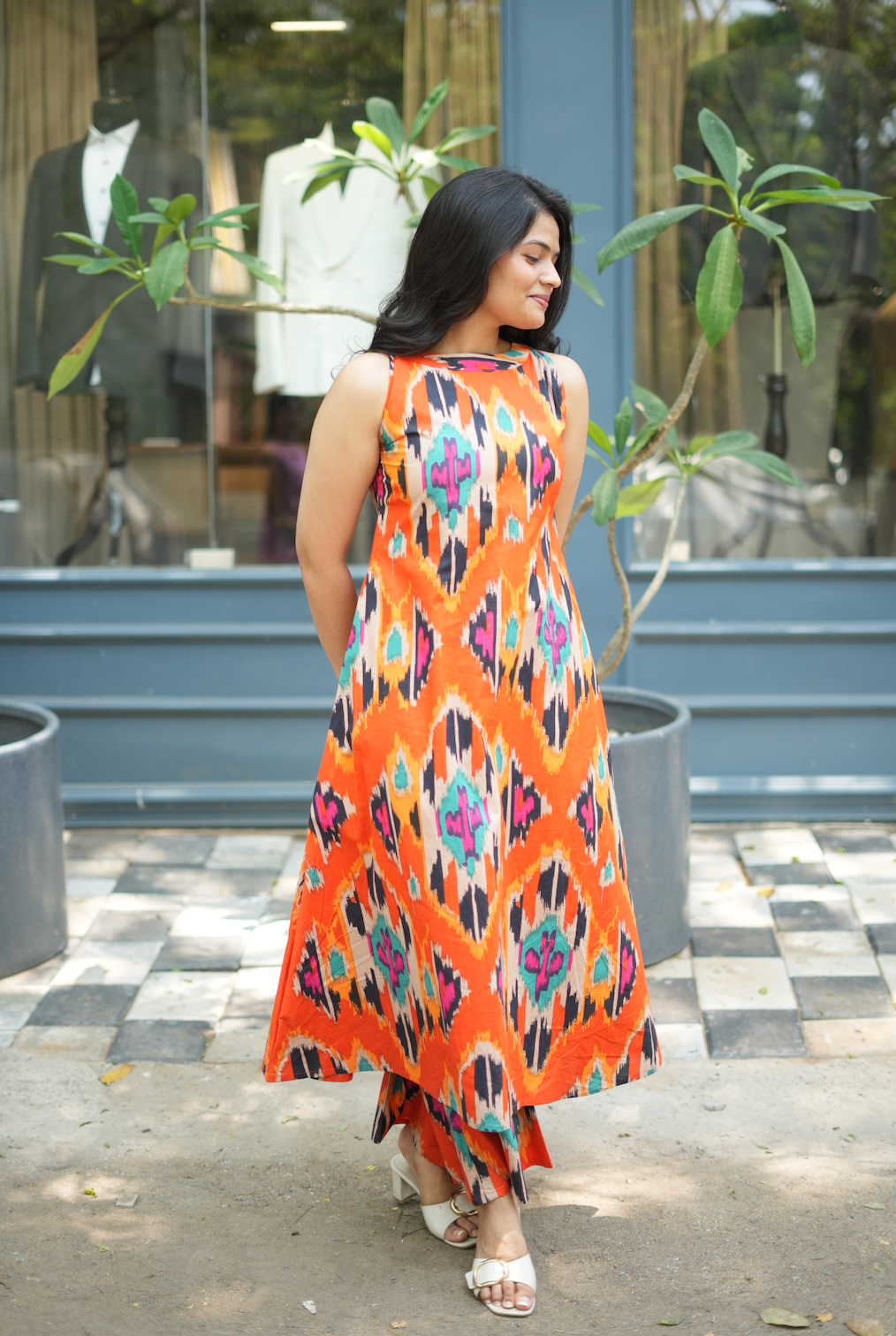 Shyama – Orange Cotton Halter Co-Ord Set (VC982)