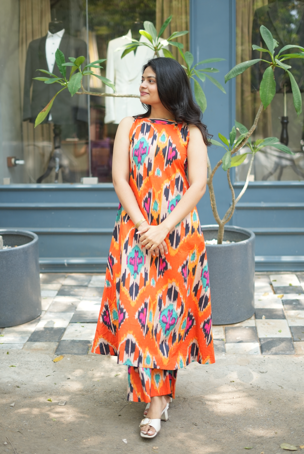 Shyama – Orange Cotton Halter Co-Ord Set (VC982)