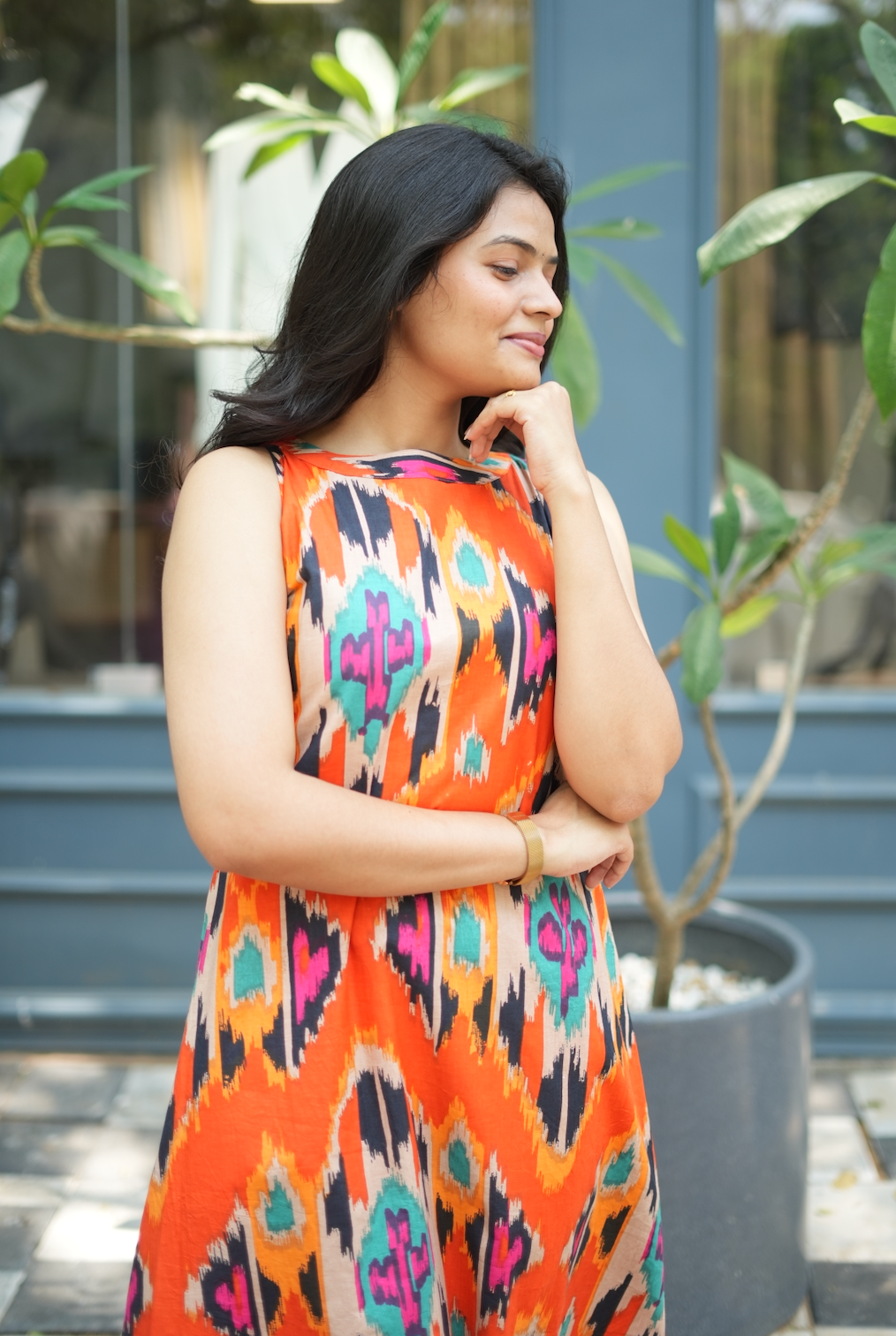 Shyama – Orange Cotton Halter Co-Ord Set (VC982)