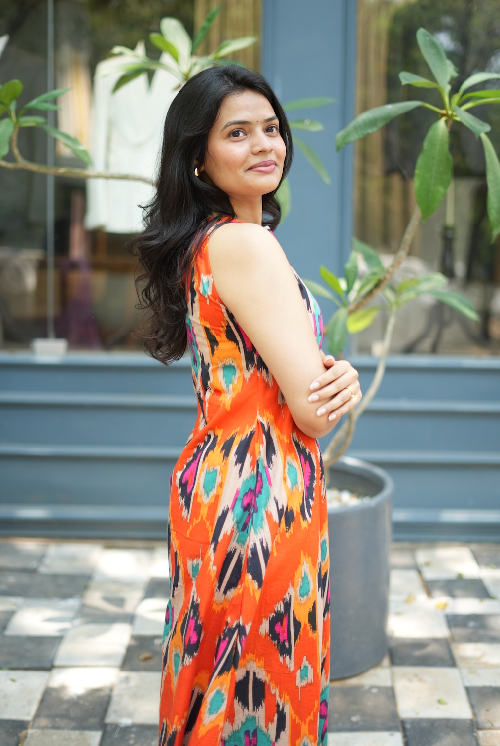Shyama – Orange Cotton Halter Co-Ord Set (VC982)