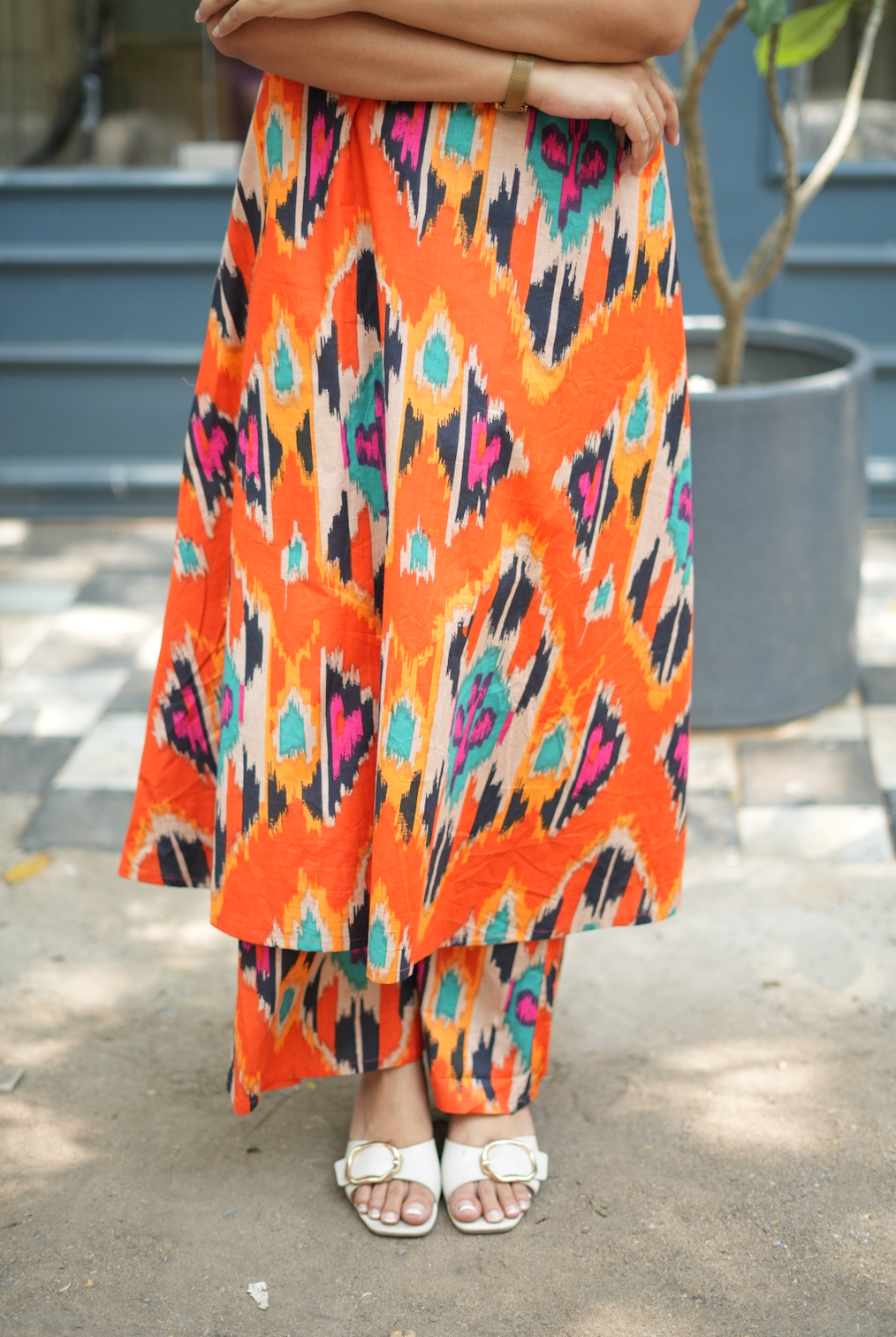 Shyama – Orange Cotton Halter Co-Ord Set (VC982)