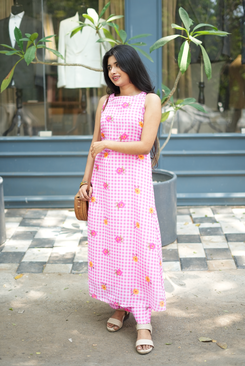 Shyama – Pink Mal Chanderi Halter Co-Ord Set (VC981)