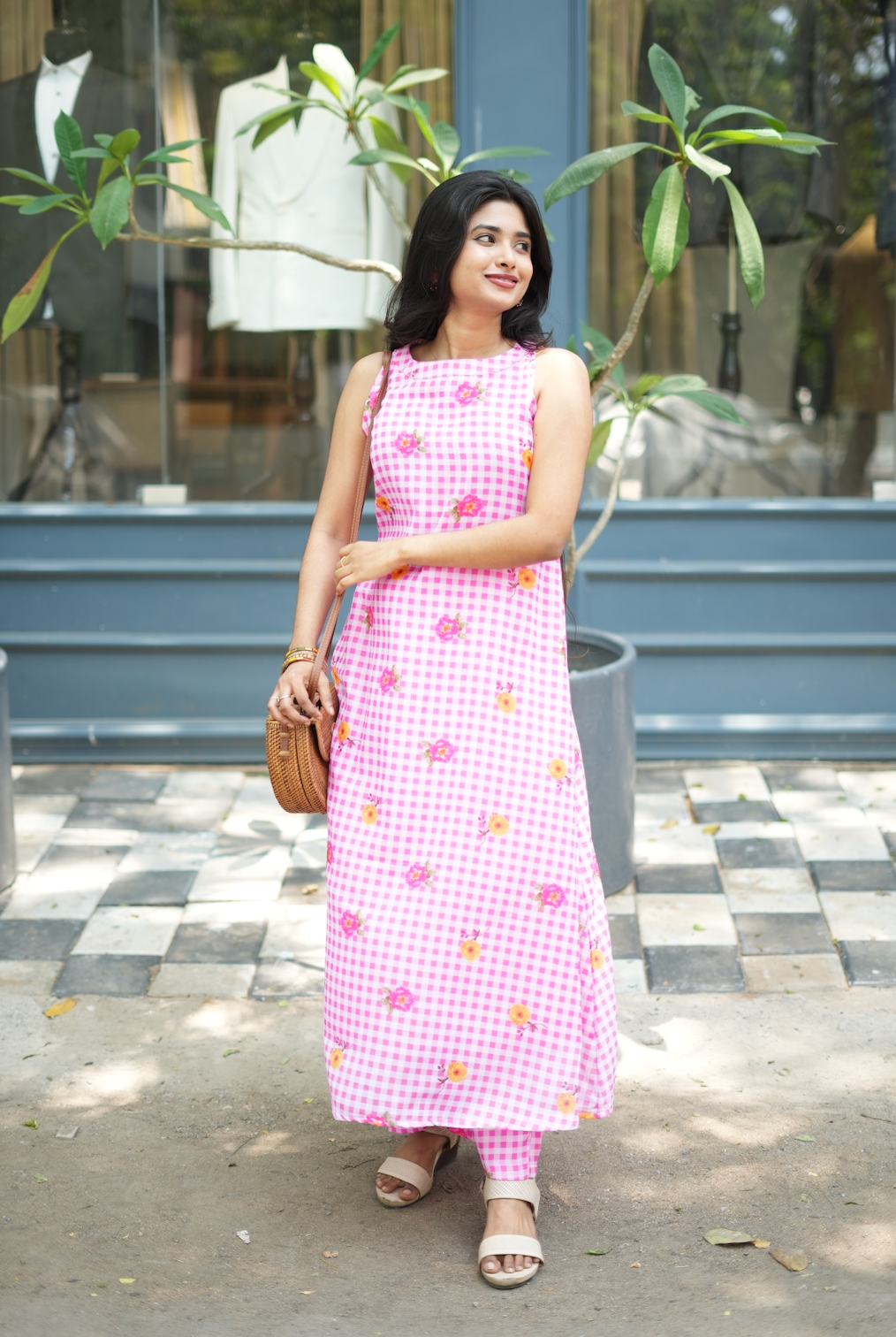 Shyama – Pink Mal Chanderi Halter Co-Ord Set (VC981)