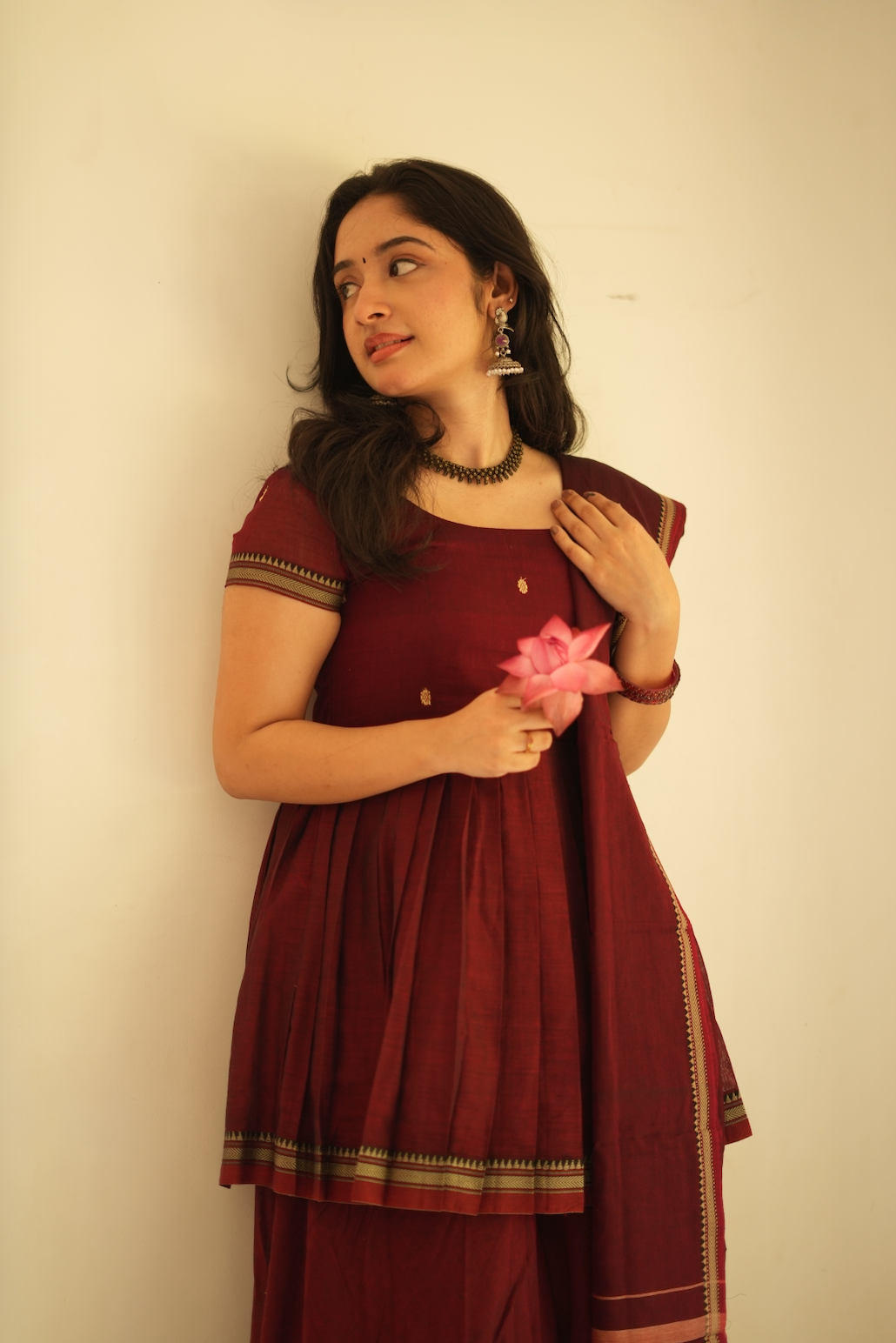 Malli – Maroon Narayanpet Handloom Sharara Set (VC1004)