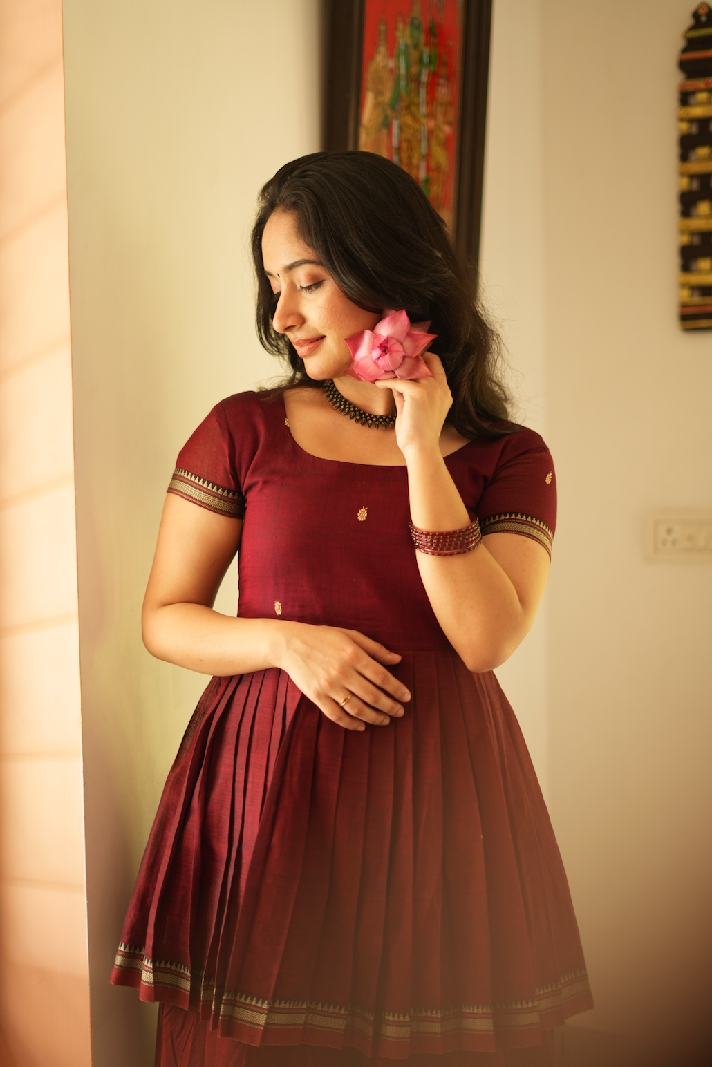 Malli – Maroon Narayanpet Handloom Sharara Set (VC1004)