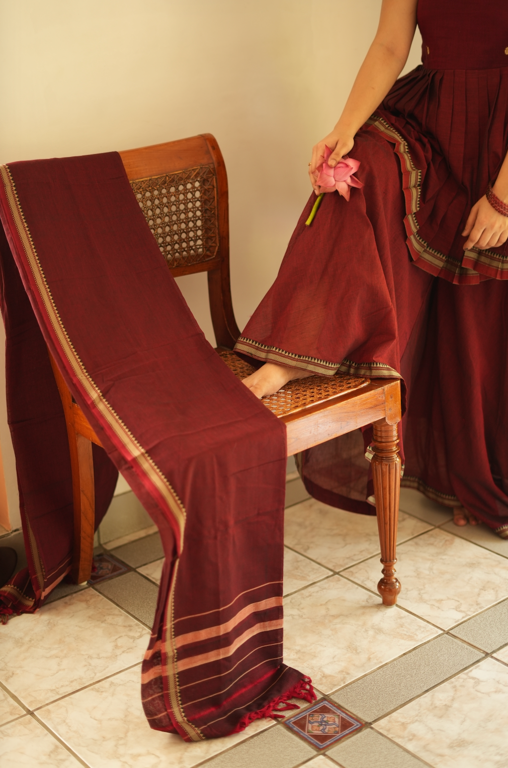 Malli – Maroon Narayanpet Handloom Sharara Set (VC1004)