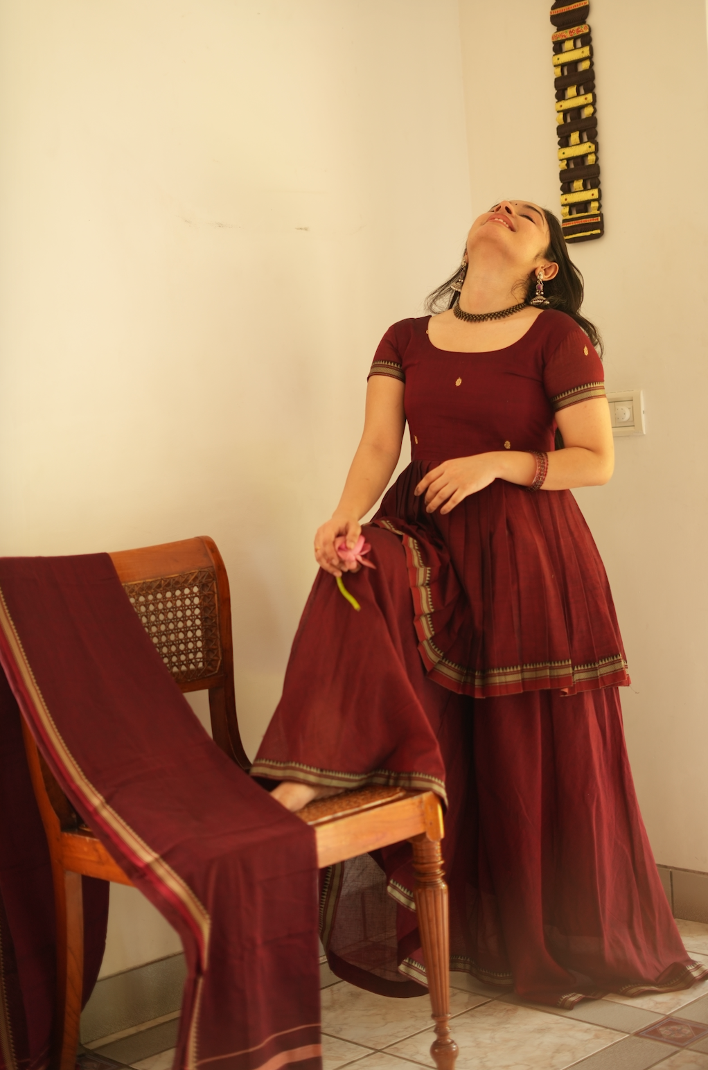 Malli – Maroon Narayanpet Handloom Sharara Set (VC1004)
