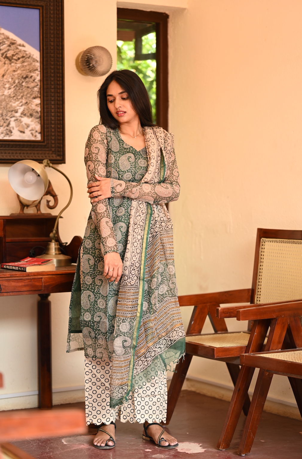 PRANATI -Emerald paisley (Full sleeve kota cotton suit)VC1020