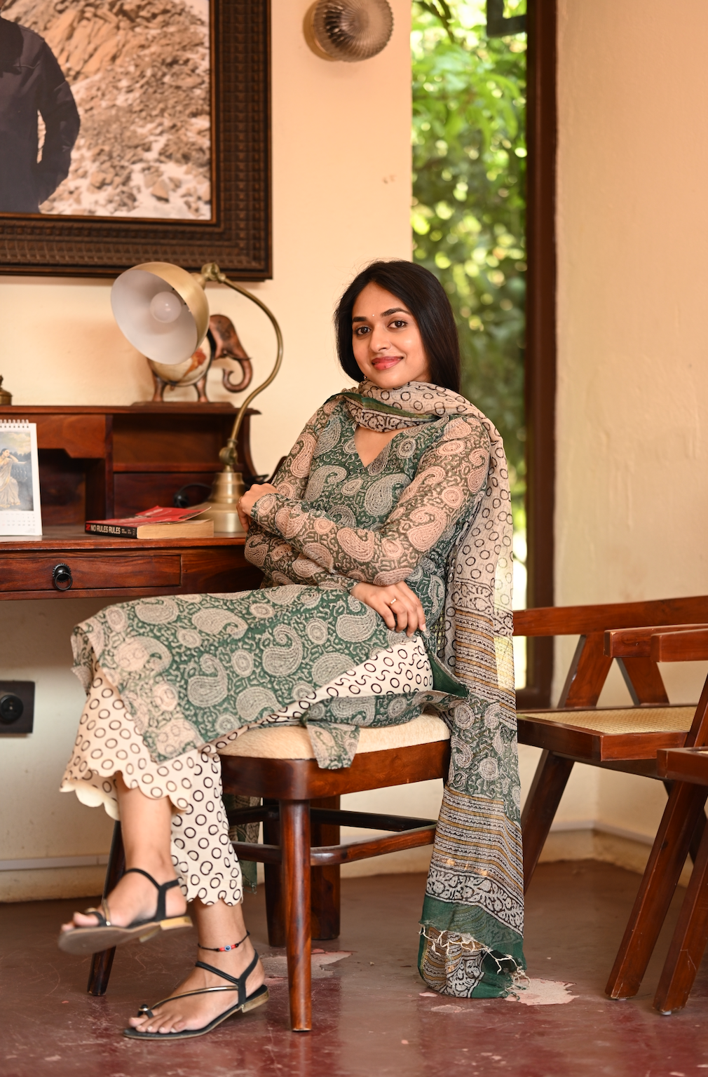 PRANATI -Emerald paisley (Full sleeve kota cotton suit)VC1020
