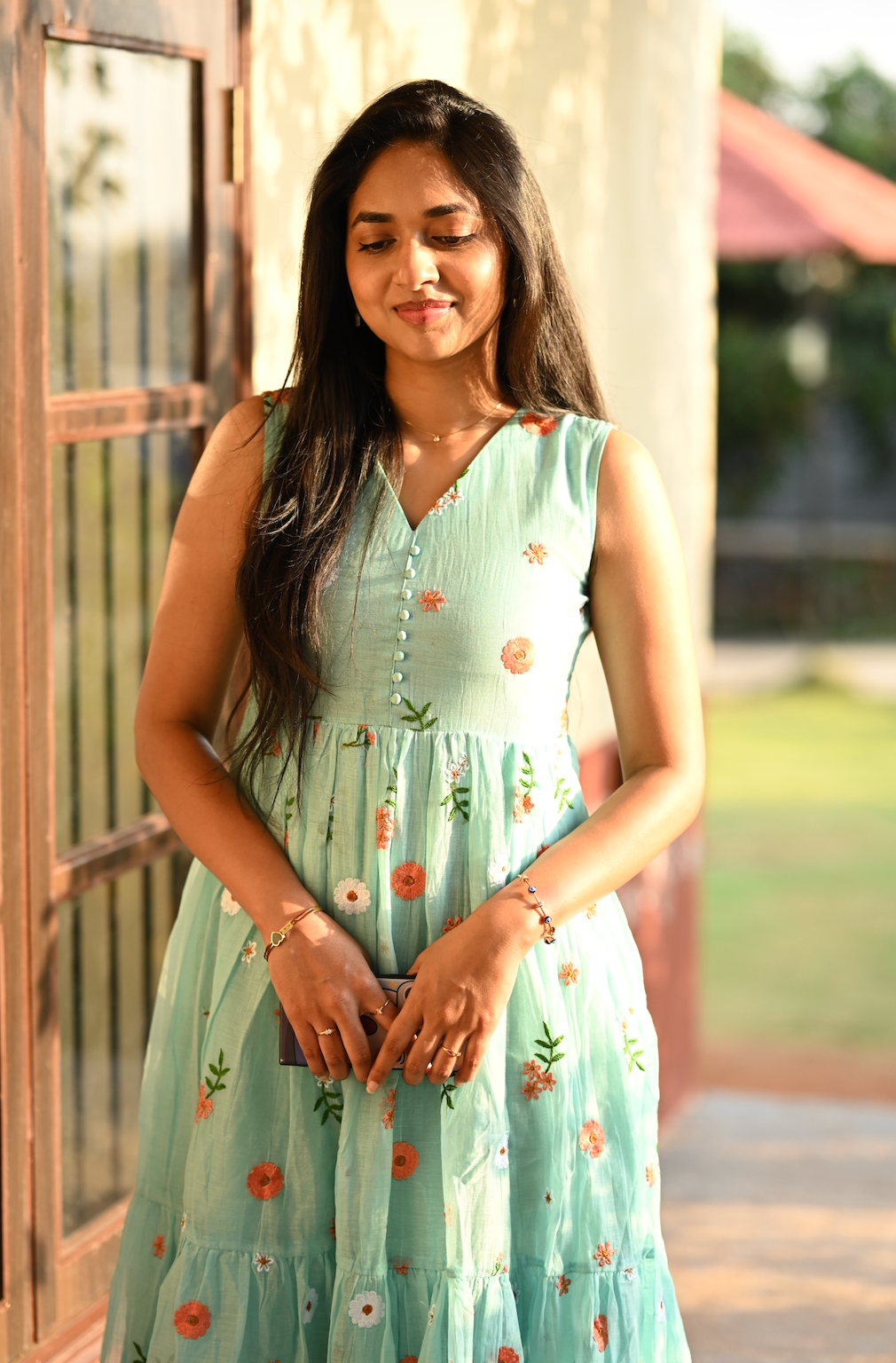 AYANA -Summer'26 (Blue  Floral embroidered dress) VC736 (Copy)