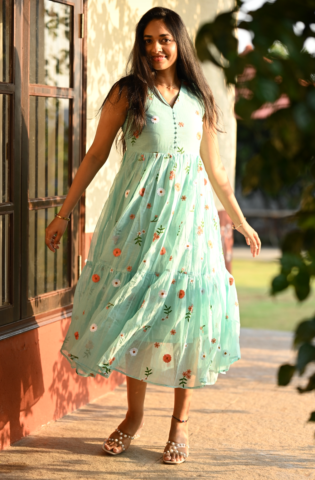 AYANA -Summer'26 (Blue Floral embroidered dress) VC736 (Copy) Xl